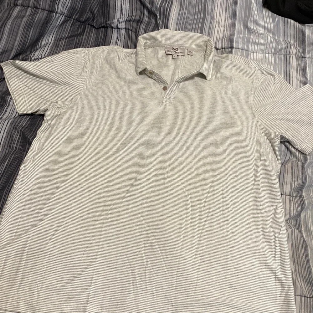 Hickory freeman, size large striped short sleeve polo fast, shipping,